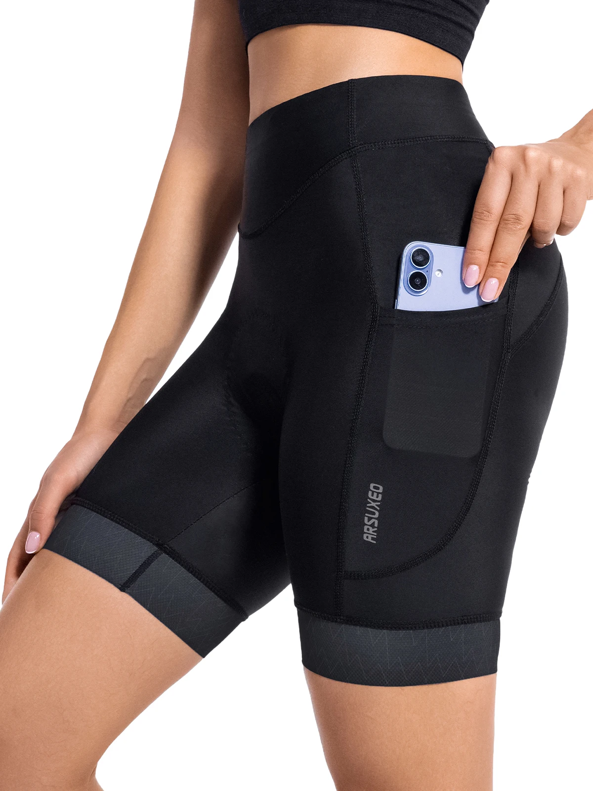 

ARSUXEO Padded Bike Shorts Women with Pocket Cycling Short Women Biking Short Cycling Underwear Women Padded Gel Extra Padding