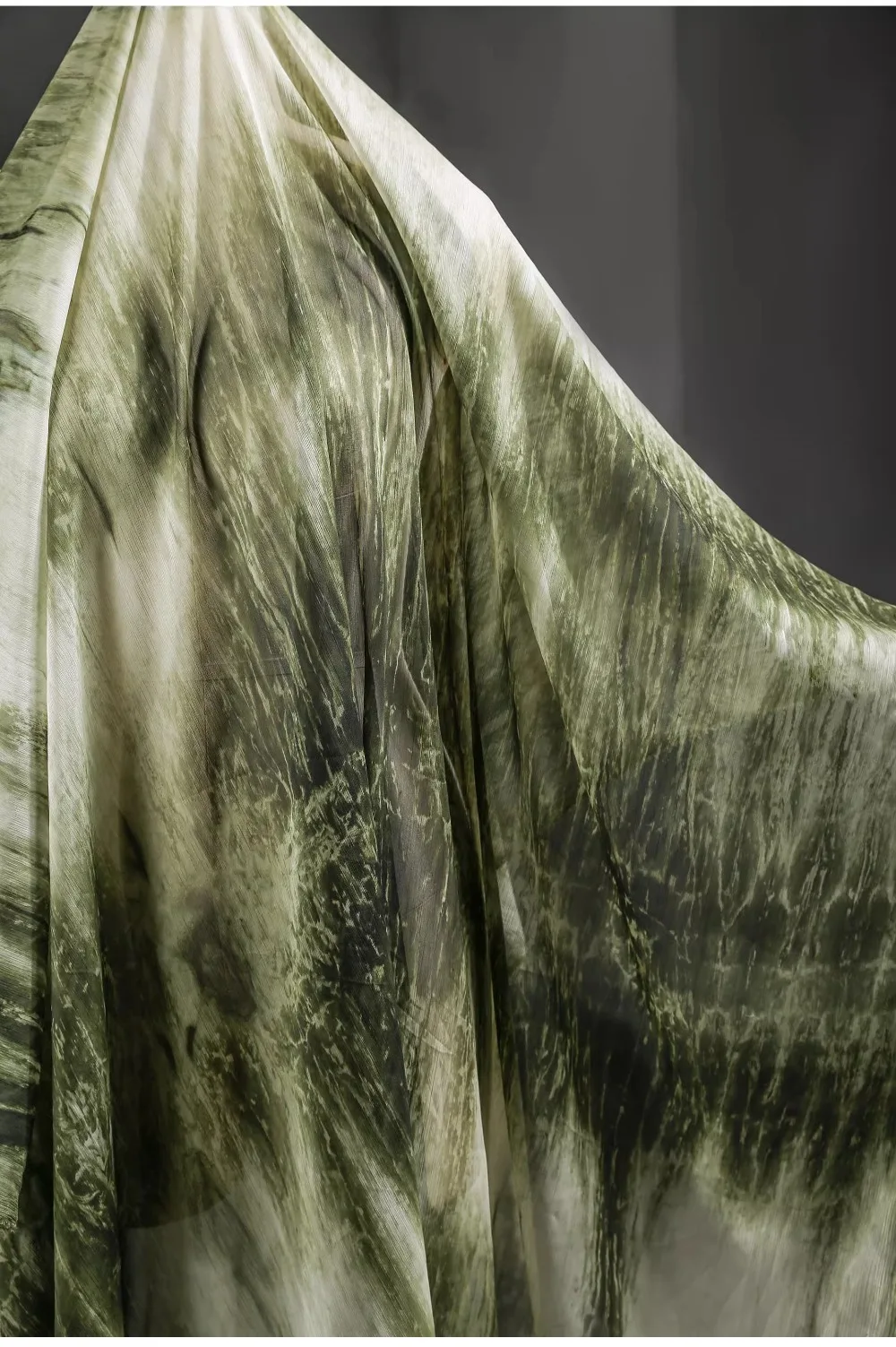 Vintage Green Gradient Sheer Chiffon Fabric for Wedding Dress and Clothing Design view 6
