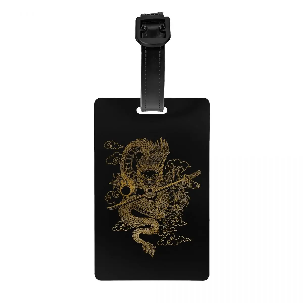 Custom Gold Dragon Totem Luggage Tag for Suitcases Tradition Asian Mythology Privacy Cover ID Label