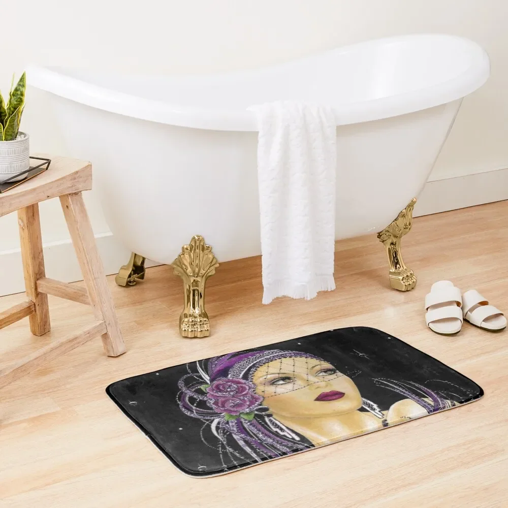 

FLAPPER : Vintage 1930 Art Deco Print Bath Mat Non-Slip And Washable Kitchen DoorFor The Door Floor Toilet Rugs Baths Mat