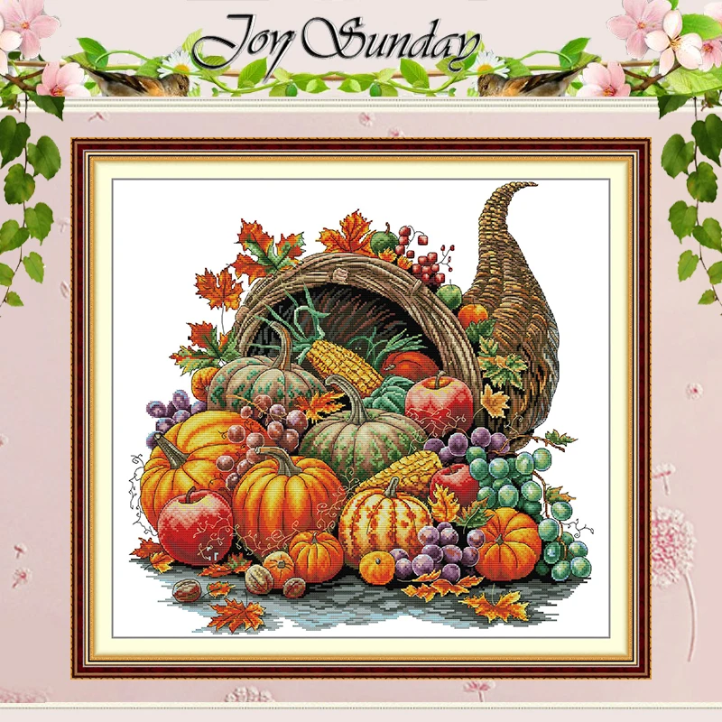 

Horn of Plenty Patterns Counted Cross Stitch Set DIY 11CT 14CT 16CT HD Stamped DMC Cross-stitch Kit Embroidery Needlework Crafts