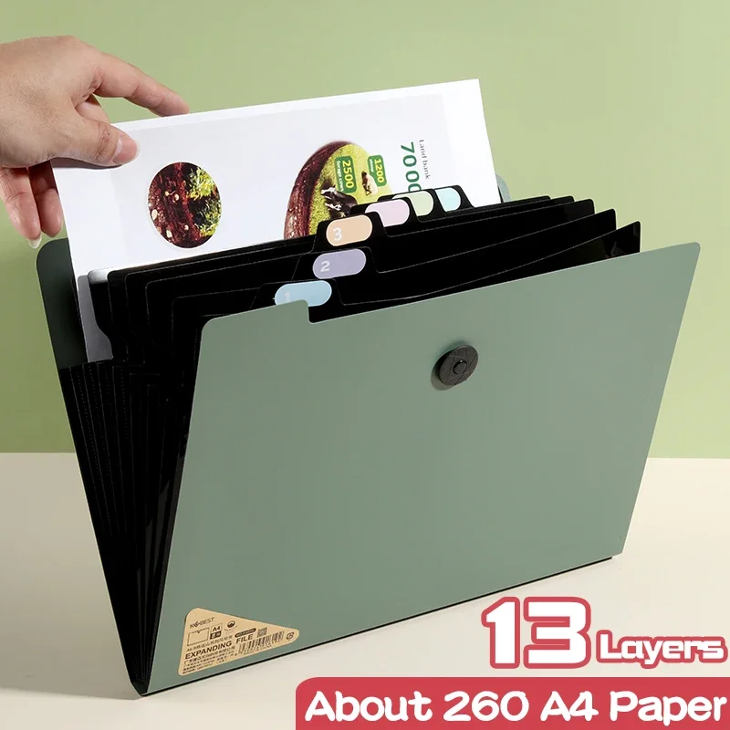 5/8/13 Layers A4 File Folder Storage Bag Test Paper Desktop Tool School Stationery Office Supplies