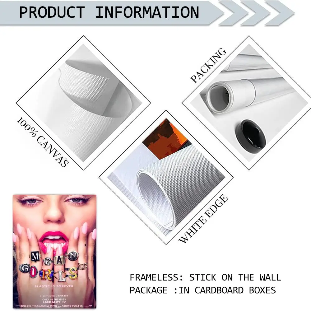البوب فيلم M_Mean G_Girls اللوحة الخط الكتان قماش المشارك جدار الفن يطبع لغرفة المعيشة غرفة نوم مكتب ديكور المنزل #6