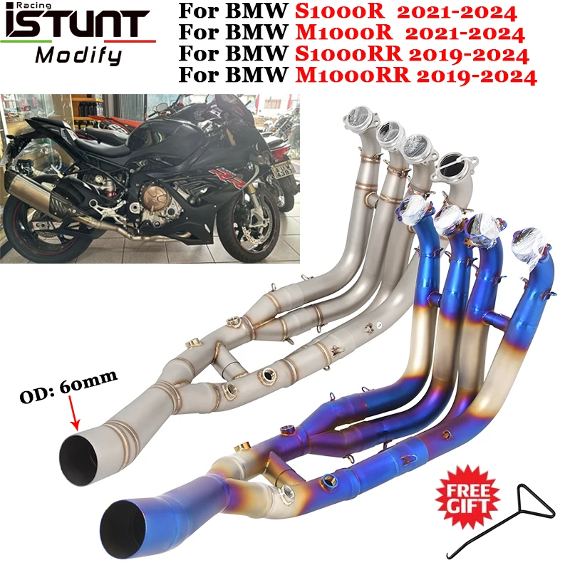 

Motorcycle Exhaust Escape Slip On For BMW S1000R S1000RR 2019 2020 2021 2022 2023 2024 Front Link Pipe Connection 60mm Muffler