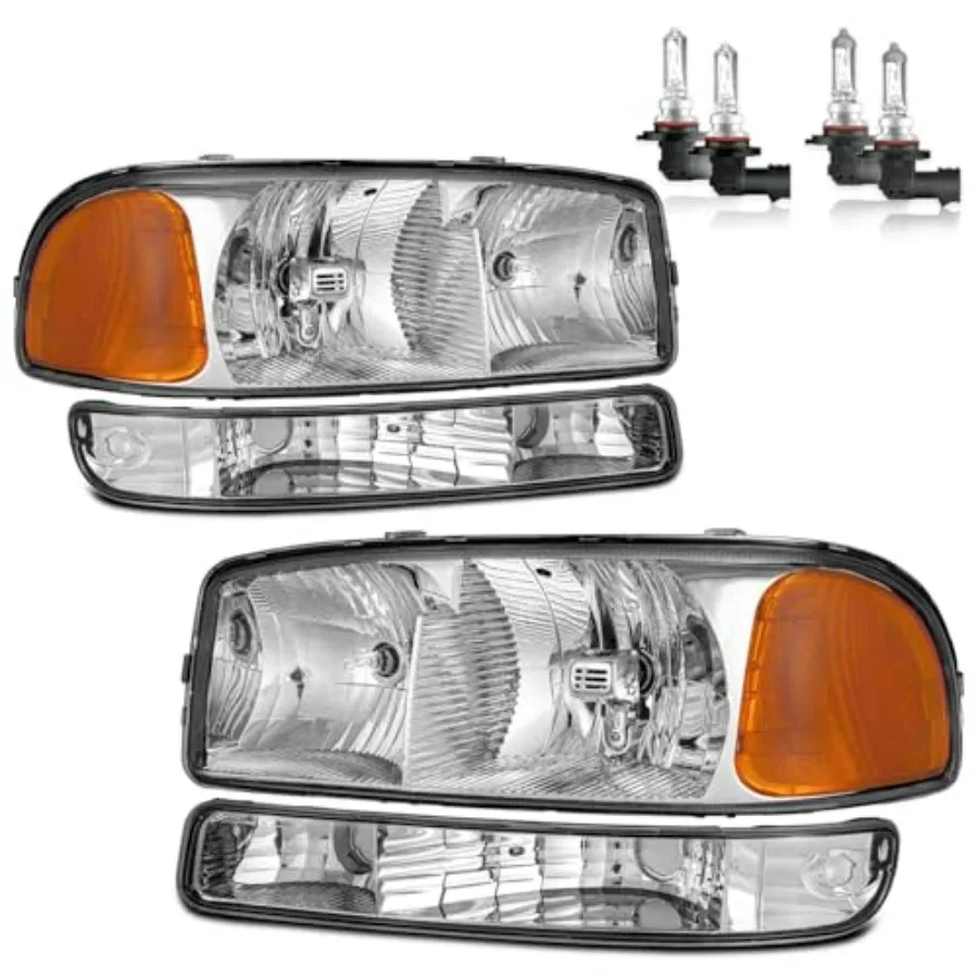 

Halogen Headlamp Replacement for 1999-2007 GMC Sierra and 2000-2006 GMC Yukon Driver Passenger Side with Bulbs