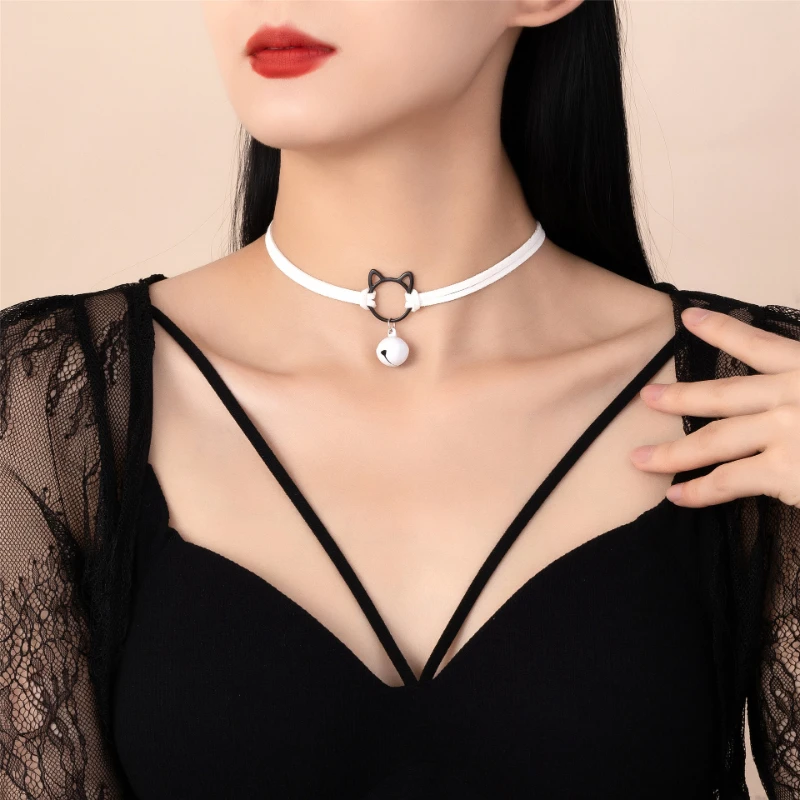 Black Velvet Cat Bell Chokers Necklaces for Women Girls Sweet Cute Simple Collar Clavicle Necklace Wedding Party Fashion Jewelry