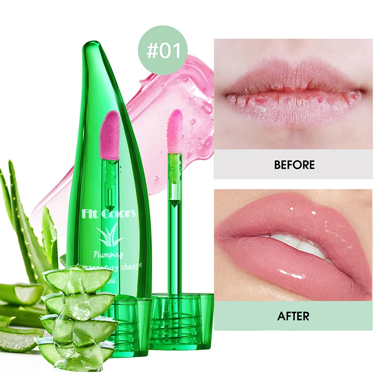 Aloe Vera & Chili Plumping Lip Oil | Temperature-Activated Color Change | Moisturizing & Hydrating Lip Gloss for Fuller Lips