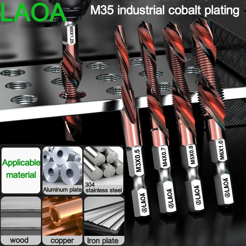 LAOA Spiral Taps for M35 Cobalt-Containing Machines, Composite Taps, Drilling and Tapping Integrated Chamfering Stainless Steel