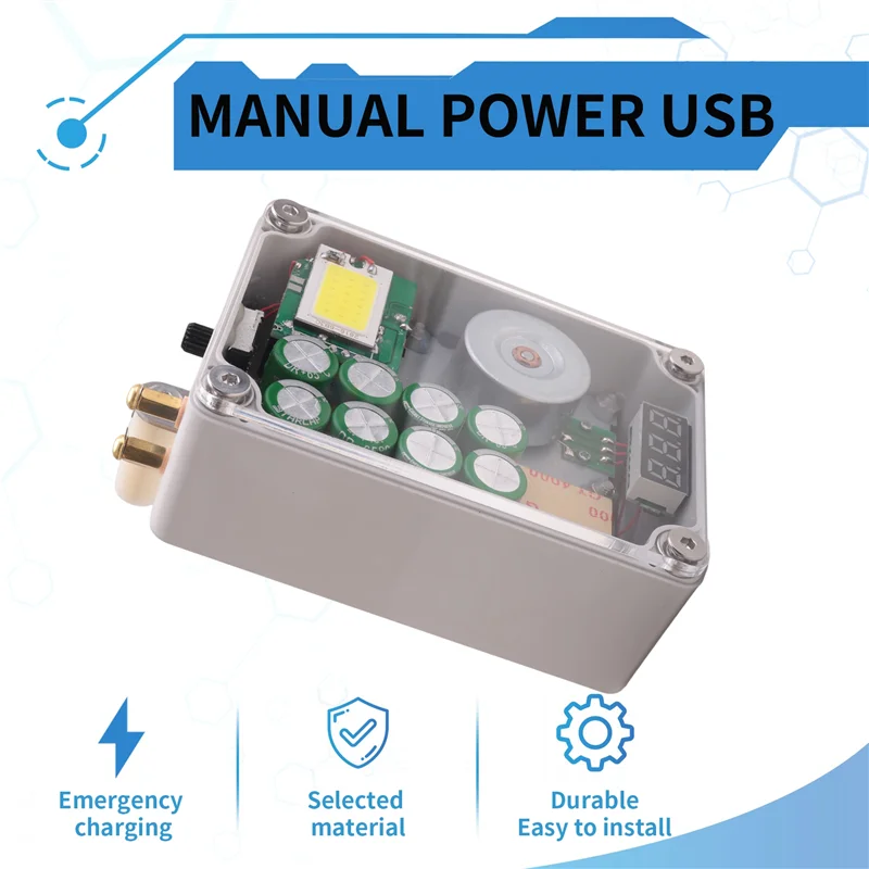 

A93E-Manual Power Supply Camping Hand Generator USB Charger Emergency Power Bank Phone Charger