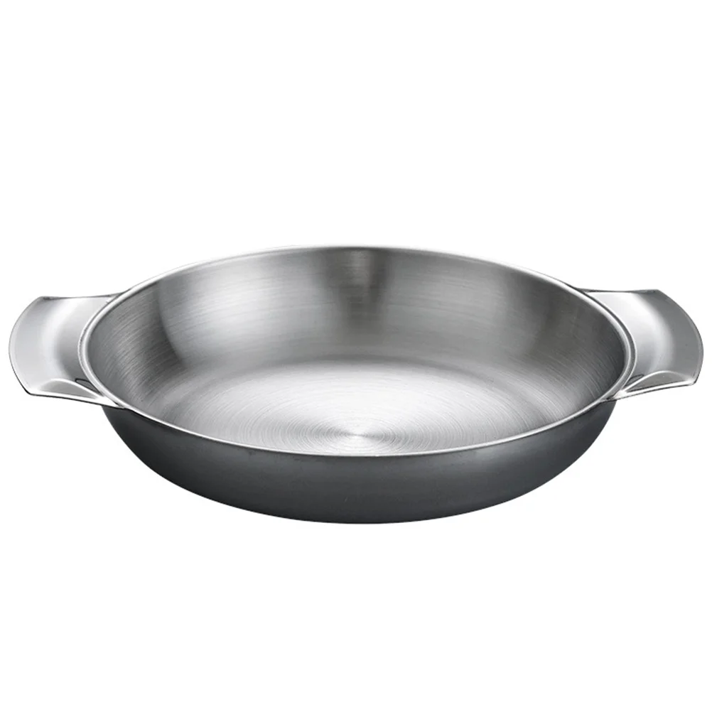 Stainless Steel Pot Double Chinese Handmade Pan Multi-function Paella Pan Korean Style Pot Kitchen Cooking Pan