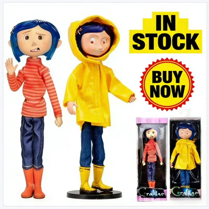 

Coraline Jones Articulated Figure Raincoat Sweater In Striped Shirt Toy LA Girl Action Figure Model Toys Joint Movable Desk Dcor