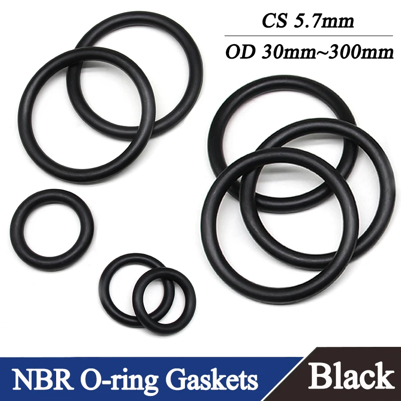 

NBR O-ring thickness CS 5.7mm OD 30~300mm Black Nitrile Butadiene Rubber Ring High Temperature Resistant O Ring Sealing Gasket
