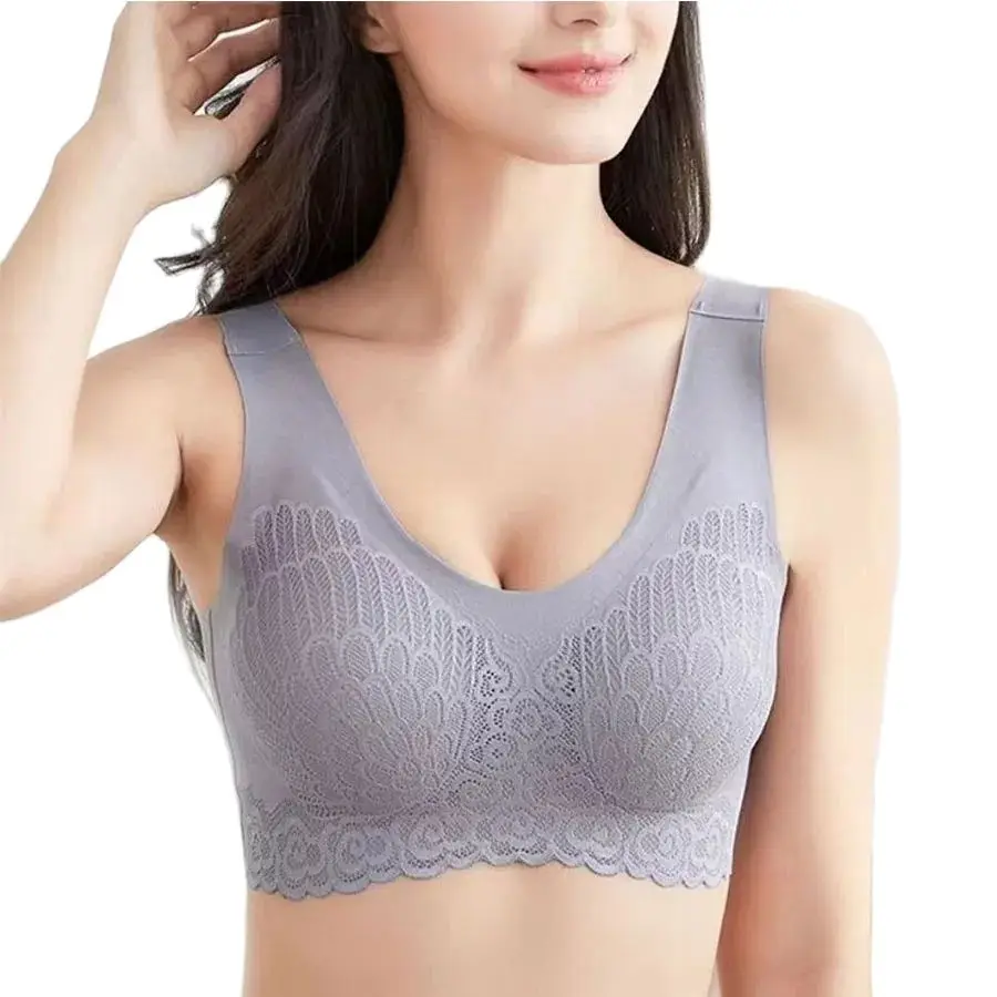 

Secret Dig Comfortable Latex Bra Seamless Women Underwear Lace Push Up Bralette With Pad Vest Crop Top Women Bras