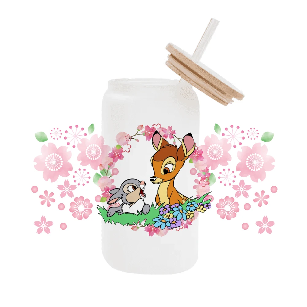 Disney Cartoon Bambi Pattern UV DTF Transfer Sticker Waterproof Transfers Decals For 16oz Glass Cup Wrap Stickers