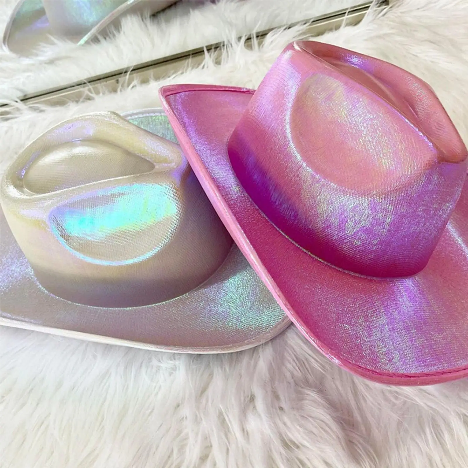 Cowboy Party Hat, Western Style Sparkly Glitter Hat for Women Fancy Dress Party