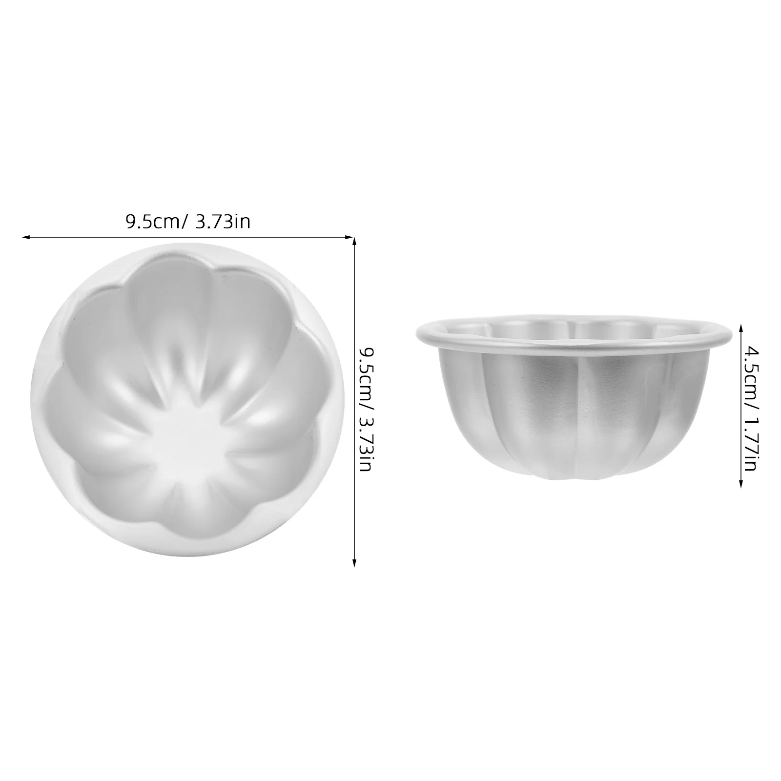 4 قطعة قالب كعكة من سبائك الألومنيوم 3.73 بوصة.77 بوصة على شكل يقطين مقلاة خبز غير لاصقة لتذير البيض بودنغ جيلي أدوات خبز عالية الحرارة #2