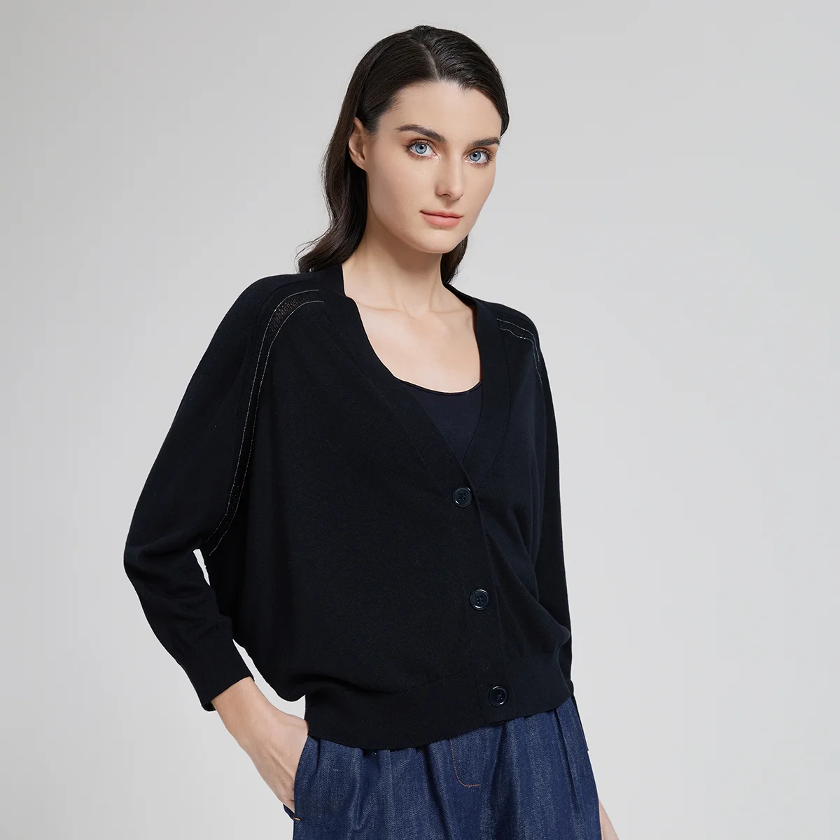 Pop BC1057 High-quality Luxury Women's Silk And Linen Cardigan Sweater Spring Summer