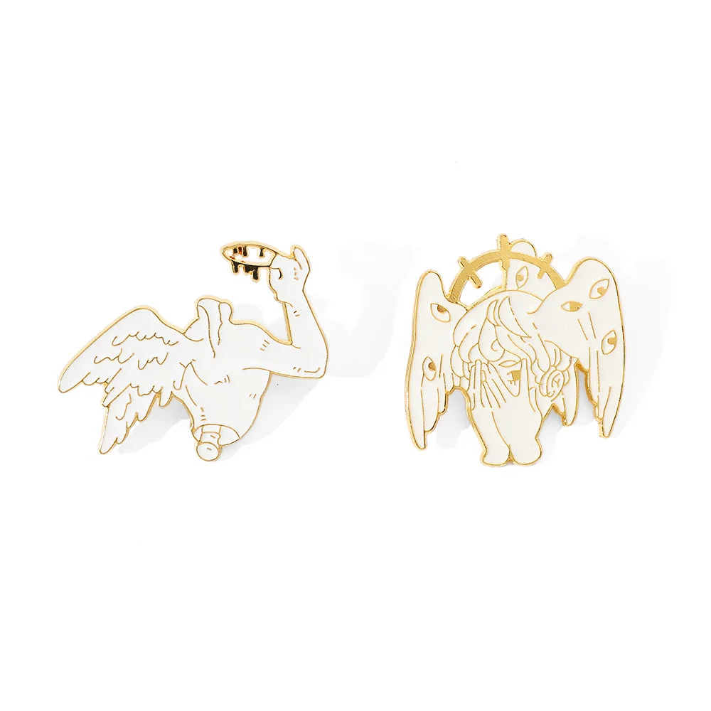 

White Angel Wings Enamel Pin Seraphim Pure Wings Lapel Pin Decorative Jewelry Brooche Cartoon Accessories Badge for Friend Gift