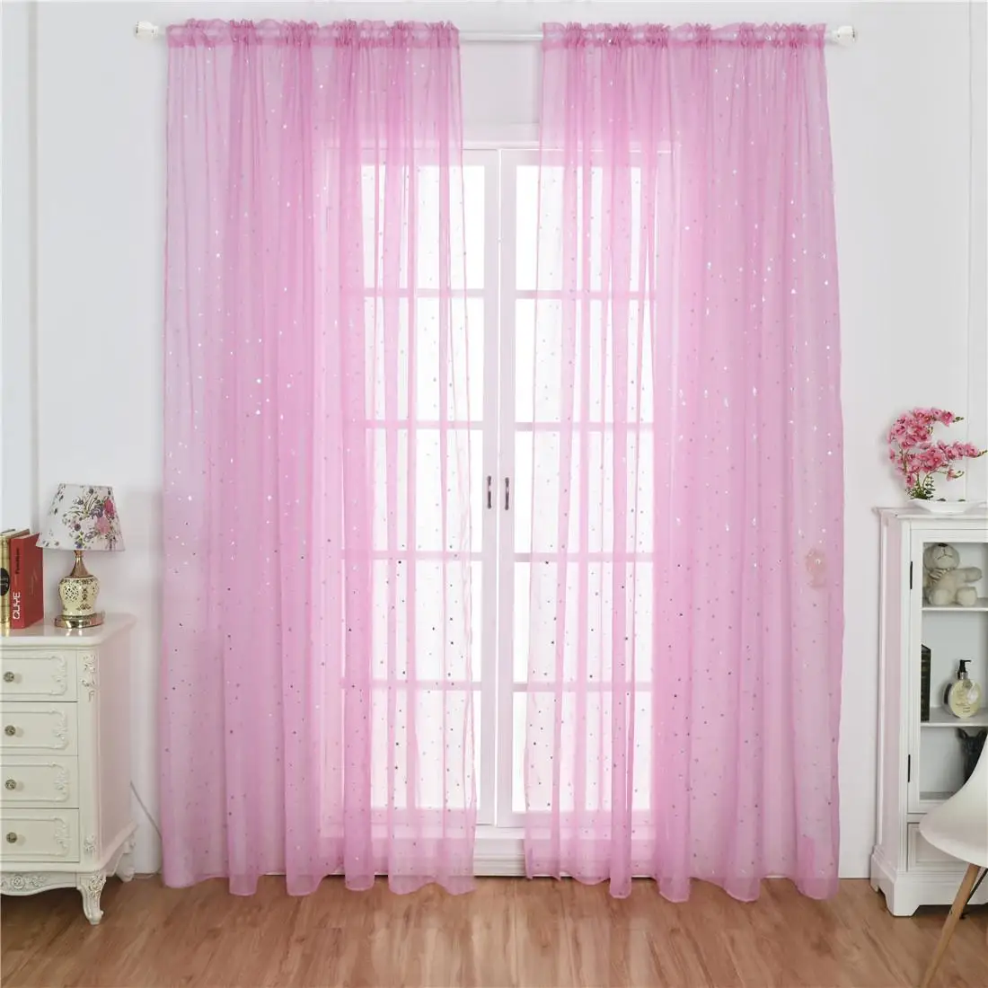 1pcs 100*200cm Creative Silver Pentagram Pattern Window Screening Half Blackout Bedroom Living Room Decorative Curtains