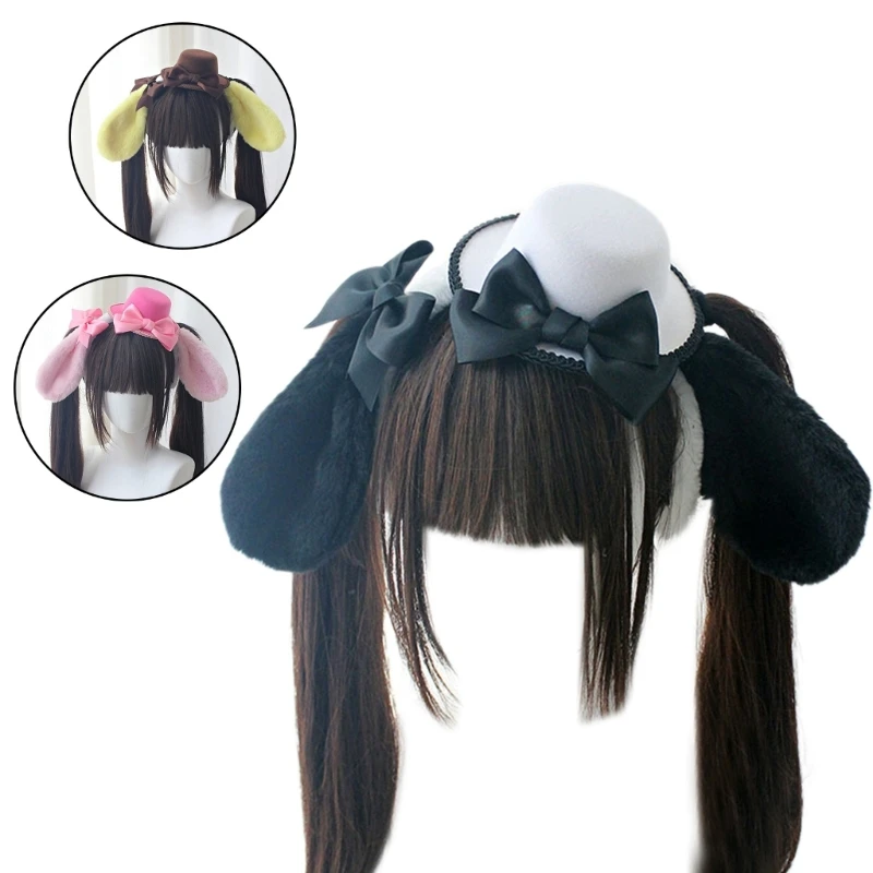 Anime Hairhoop for Girls LolitaStyle Plush Lop Ears Headband Cosplay Headdress ComicShow Women Headwear