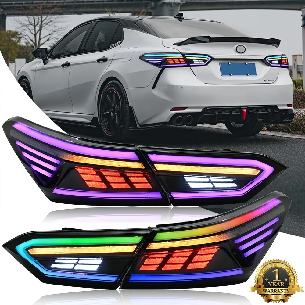 

1Set RGB Full LED Tail Lights For Toyota Camry 8th Gen 2018-2024 Sequential Turn Signal Trunk Rear Brake Lamps Assembly