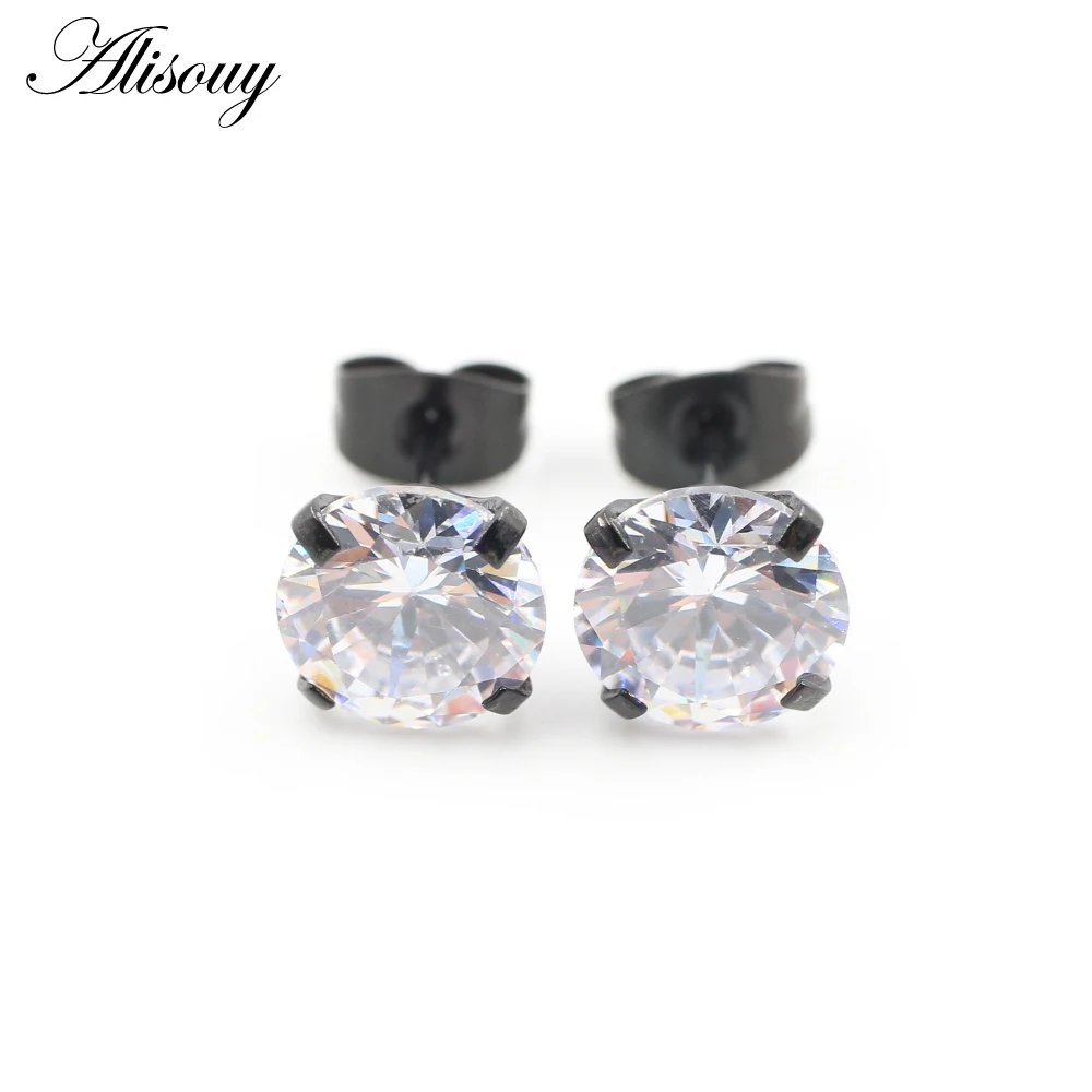 2pcs Gold Color CZ Crystal Ear Studs for Women