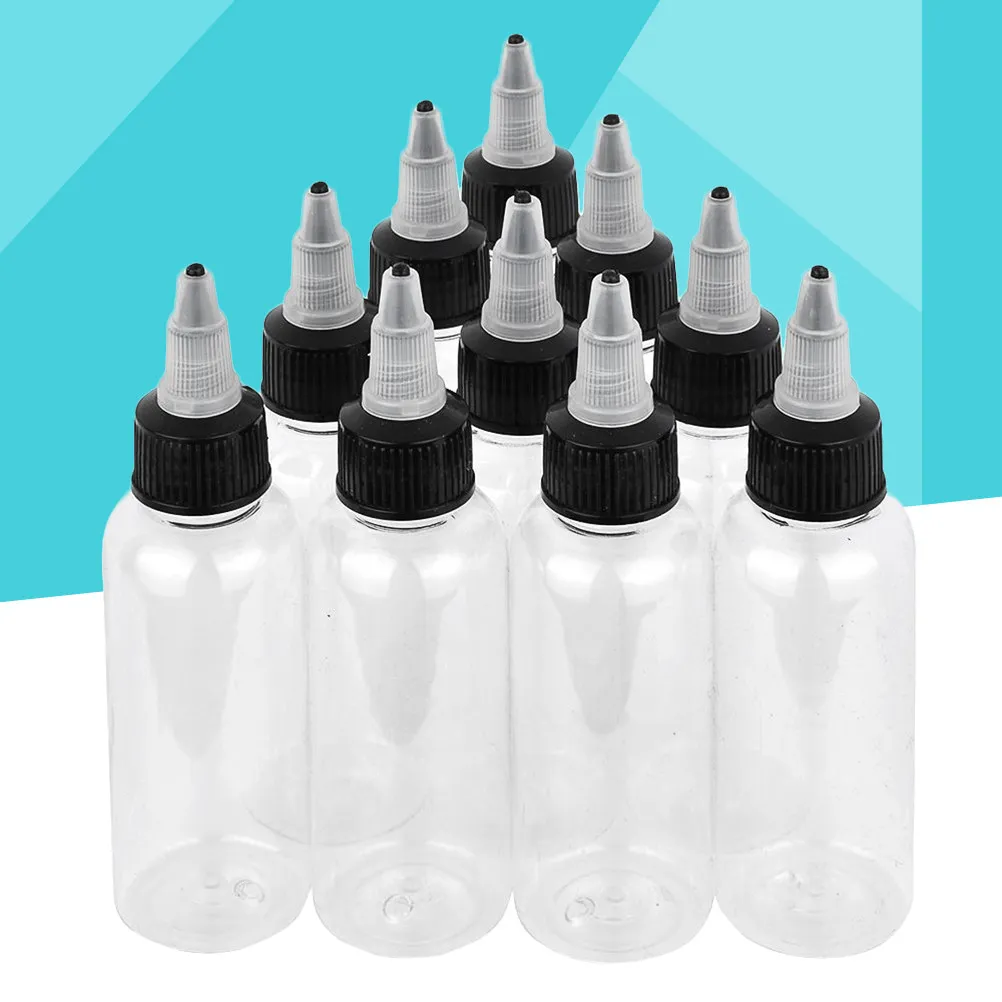 

10 шт. 60 мл прозрачные пластиковые пустые флаконы для чернил, для хранения тату-пигментов, герметичные, легкие, большой емкости