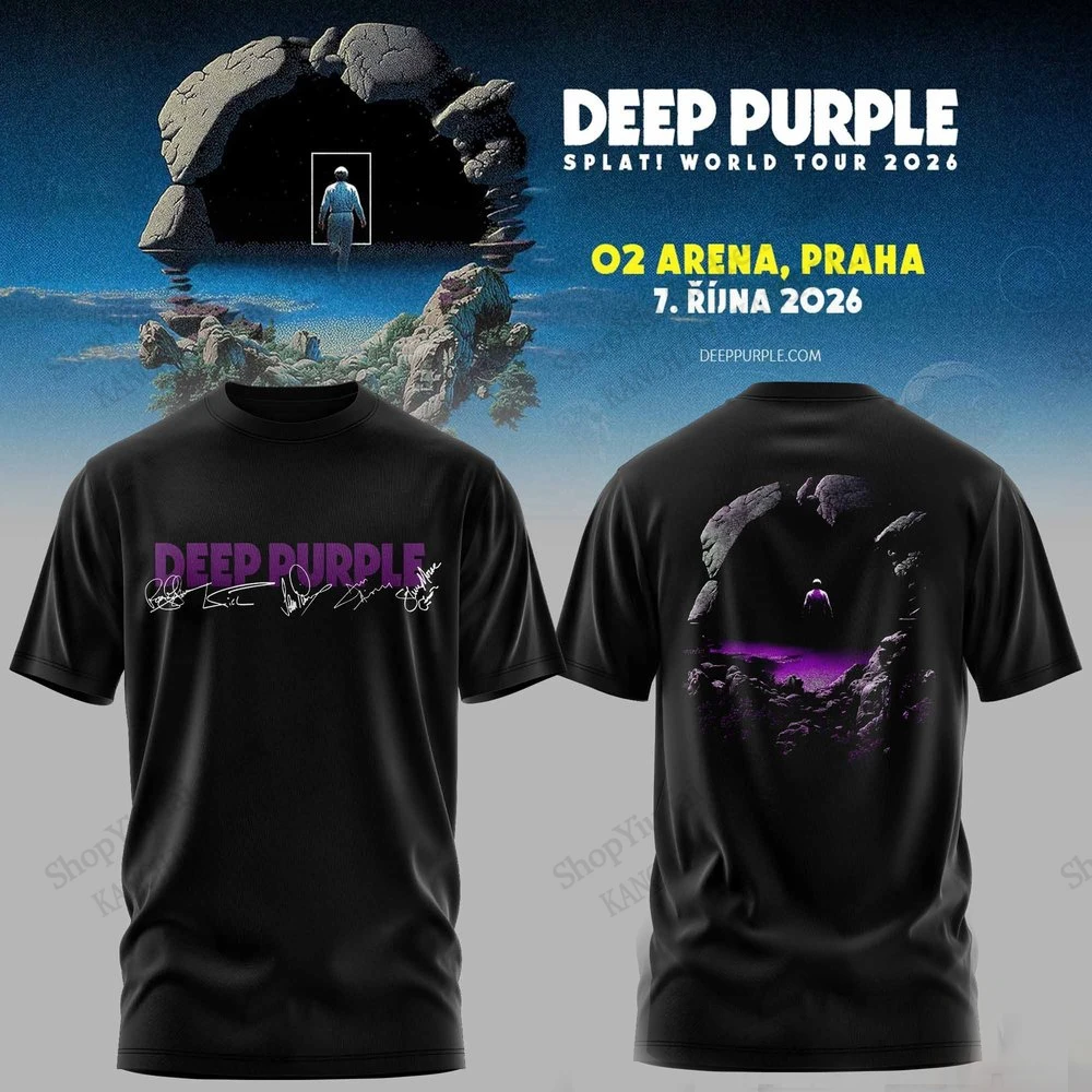 New Rock Band Deep Purple Splat World Tour 2026 3D Print T-shirt Men Women Fashion Hip Hop Short Sleeve Tops Tee Men Clothes Rap