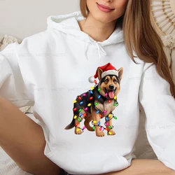 Christmas German Shepherd Hoodie Women Fashion Creative Animal Dog Lover Hooded Classic Long Sleeve Merry Christmas Sweatshirt