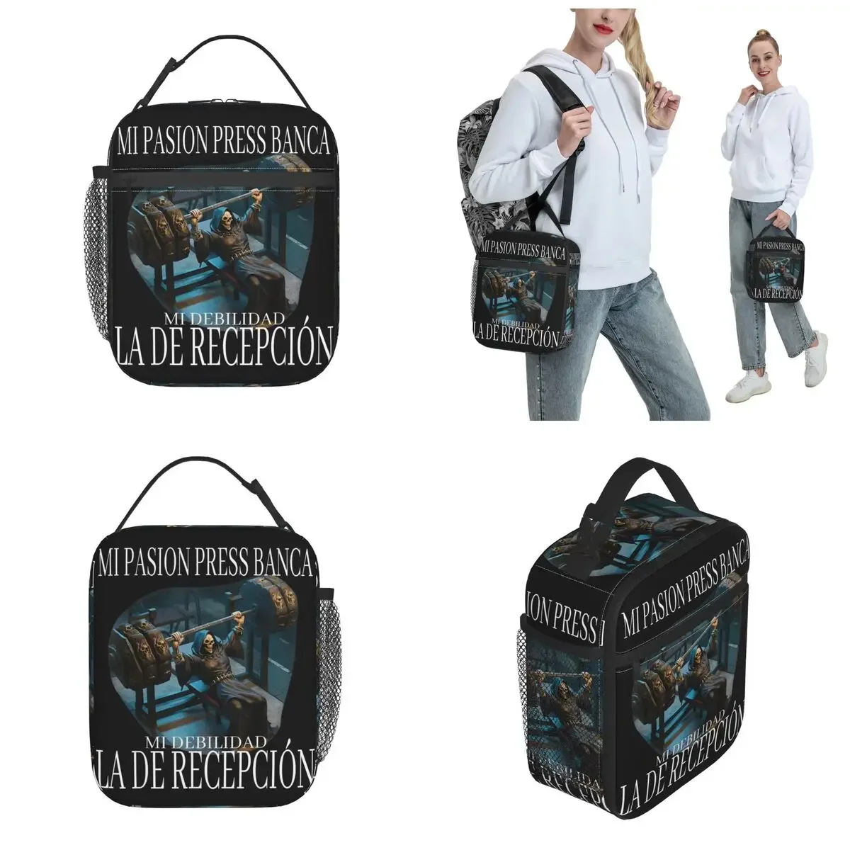 Mi Pasion Press Banca Mi Debilidad La De Recepcion Insulated Lunch Bag For School Calacas Chidas Gym Food Box Cooler Lunch Box