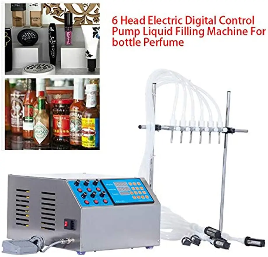 6 Head Semi-Automatic Electric Liquid Filling Machine Bottle Filler Digital Pump