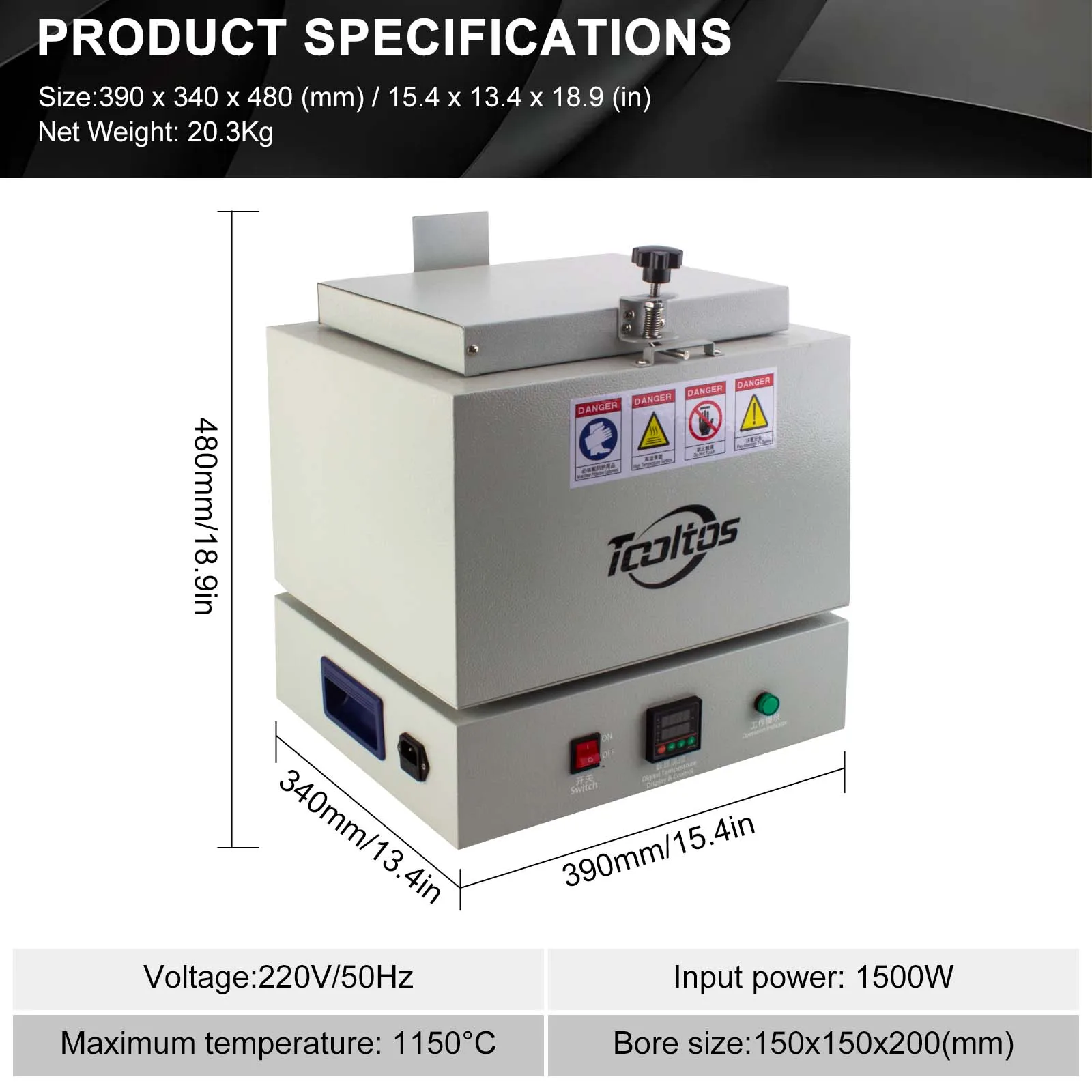 Professional Jewelry Burnout Furnace 1150C Enamel Firing Kiln Gypsum Mold Heating Muffle Machine Casting Tool