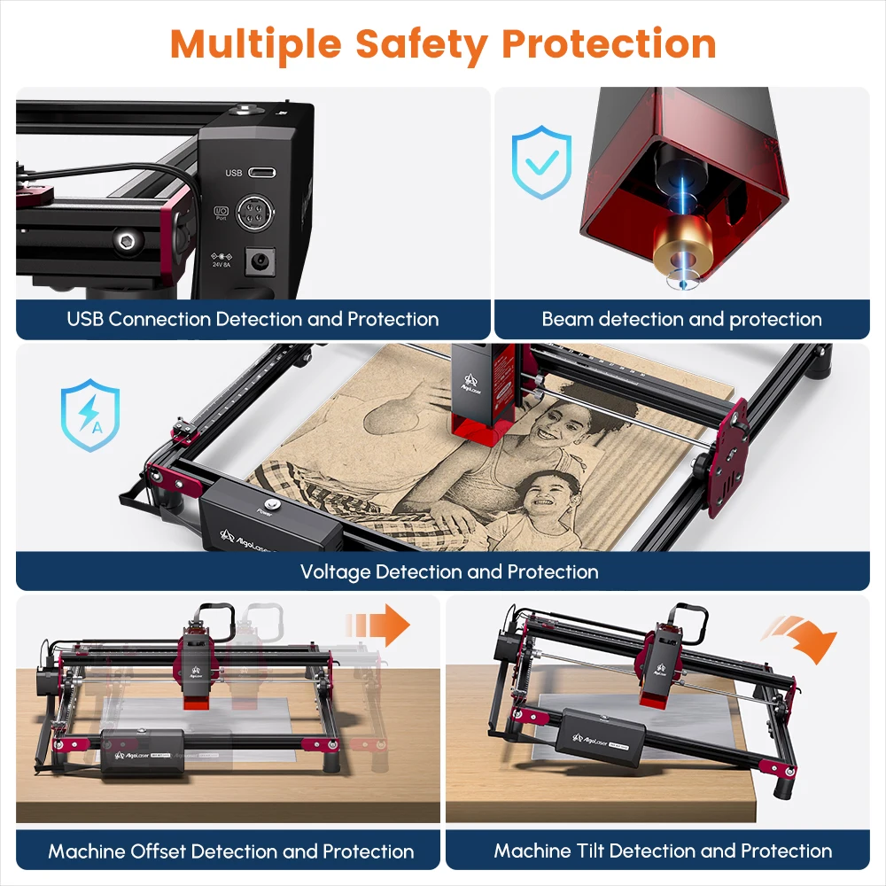 Imagem -06 - Algolaser-mini Gravação a Laser e Máquina de Corte Kit Faça Você Mesmo Gravador de Velocidade Rápida Alta Precisão 32bit Board 5w 10w Potência