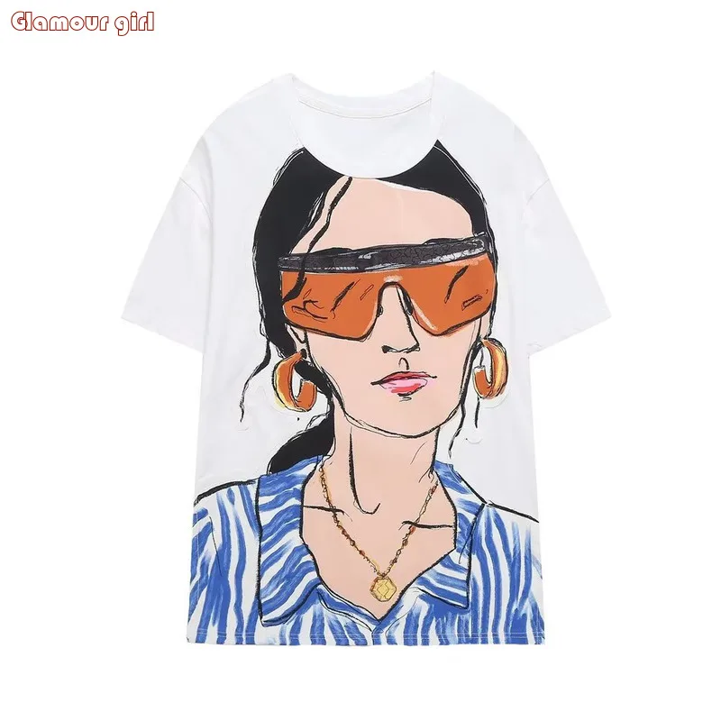 Women's T-shirt Short Sleeve Tee Tops Summer Y2k Streetwear Shirts Fashion Woman Blouse 2024 Summer T Shirt Graphic Tees Women