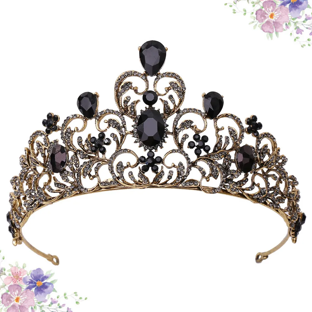 

1Pcs Alloy Tiara Bridal Rhinestone Leaves Crown Hair Band Headdress Black Wedding Hair Accessories for Women Ladies