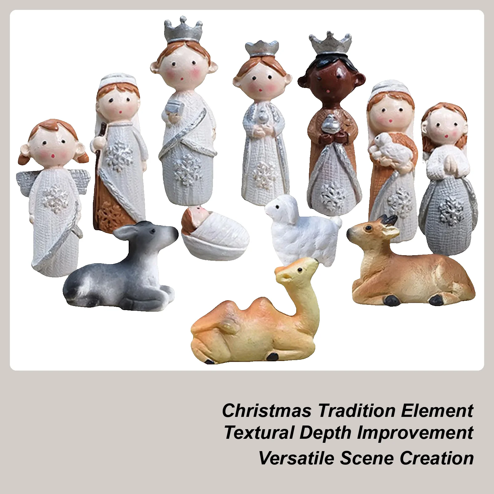 Christmas Nativity Scene Figurines Religious The Birth Of Jesus Decor Nativity Figures Set For Desk Desktop Shelf Bookshelf