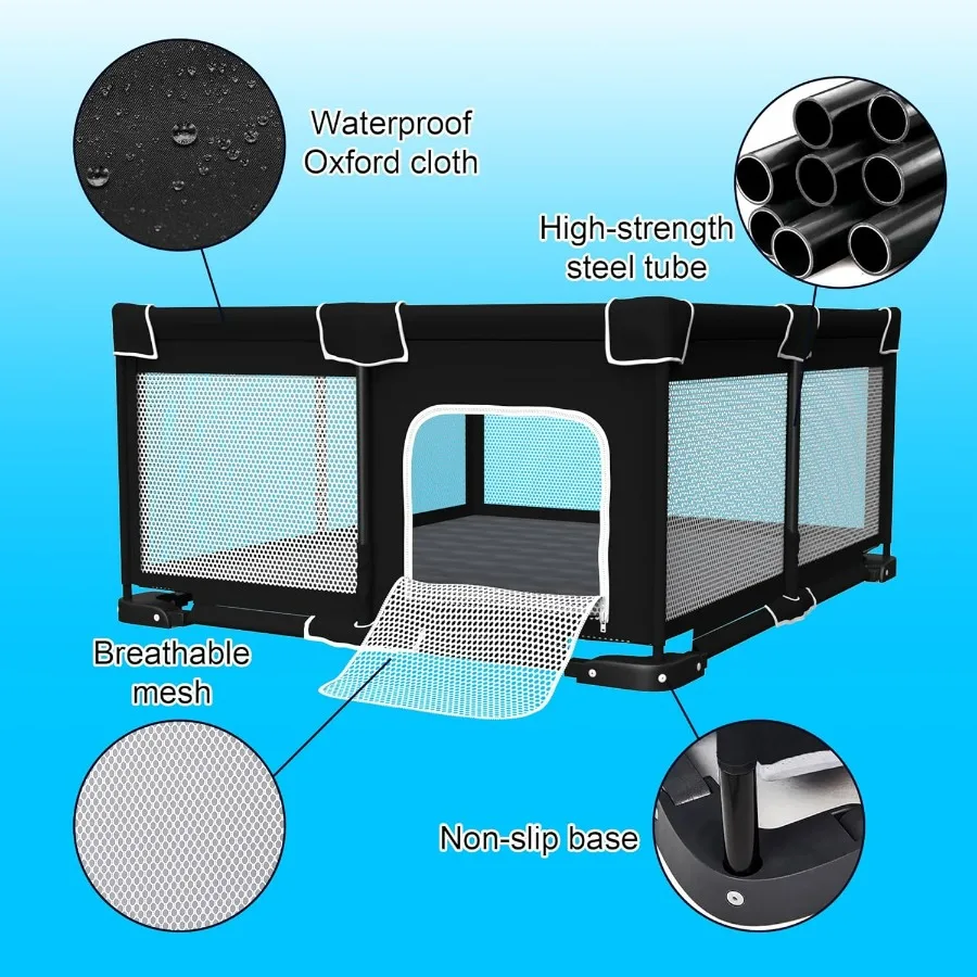 Box pieghevole per bambini con tappetino Grande box pieghevole per neonati e bambini piccoli Penna da gioco portatile pieghevole Cortile da gioco pieghevole w