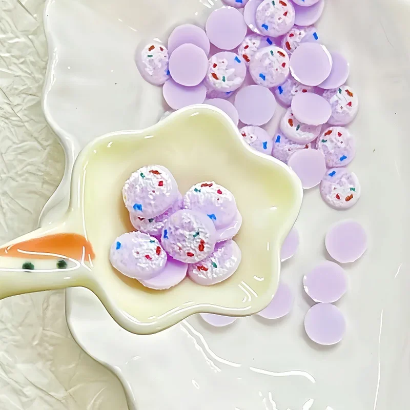 Icing‑Dripping Round Cookie Resin Cabochons,Cartoon Mini Biscuit Charms for Nails,Cream Glue Phone Case,Journal Slime DIY Crafts