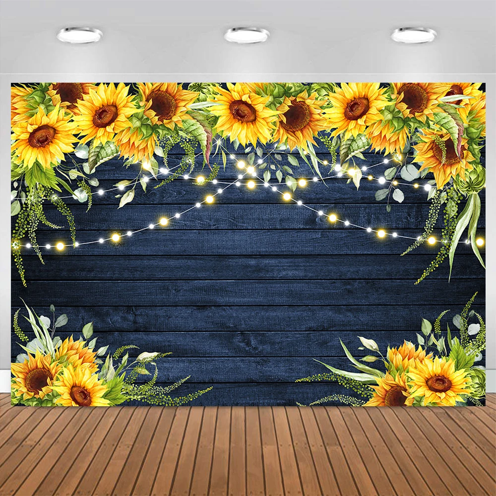 

Sunflower Wood Photography Background Customized Adult Baby Birthday Holiday Party Glitter Backdrop Studio Photobooth Shoot Prop