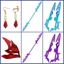 Genshin Impact Tartaglia Cosplay Weapon Props Model Water Lance Tartaglia Cosplay Wig Genshin Impact Tartaglia Wigs Mask Props