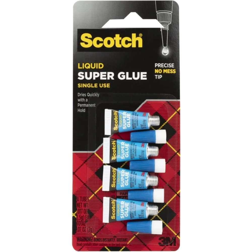 Super cola líquida de secagem rápida, tubos de uso único de 4 pacotes para reparos rápidos e ofícios