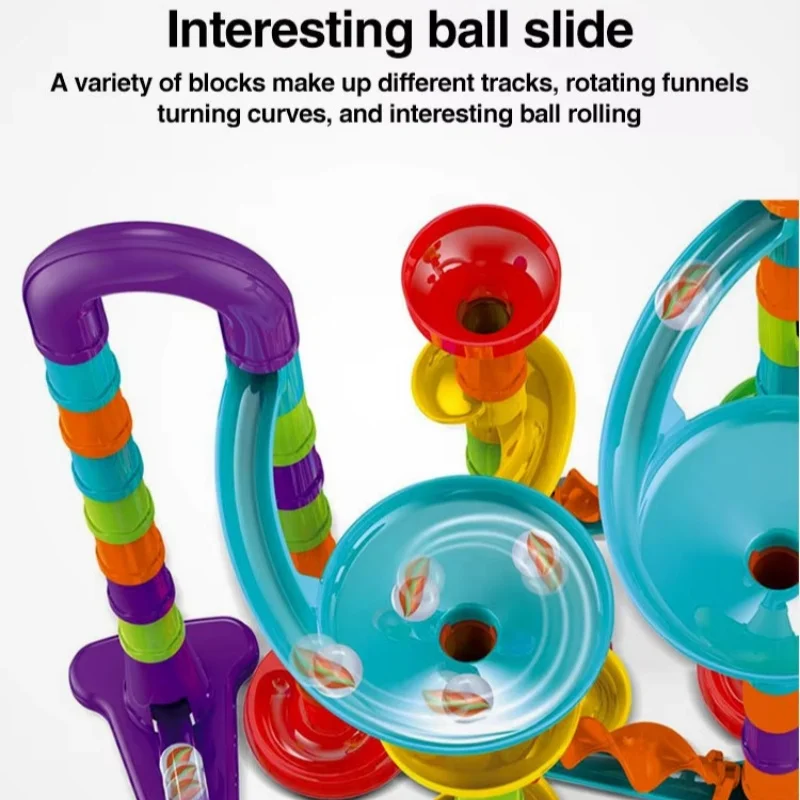 Marbles Run Catapult Track Building Blocks สไลด์ลูกปัดของเล่นเพื่อการศึกษาเด็กของขวัญ Race Balls ของเล่น Marble Track Race ชุด