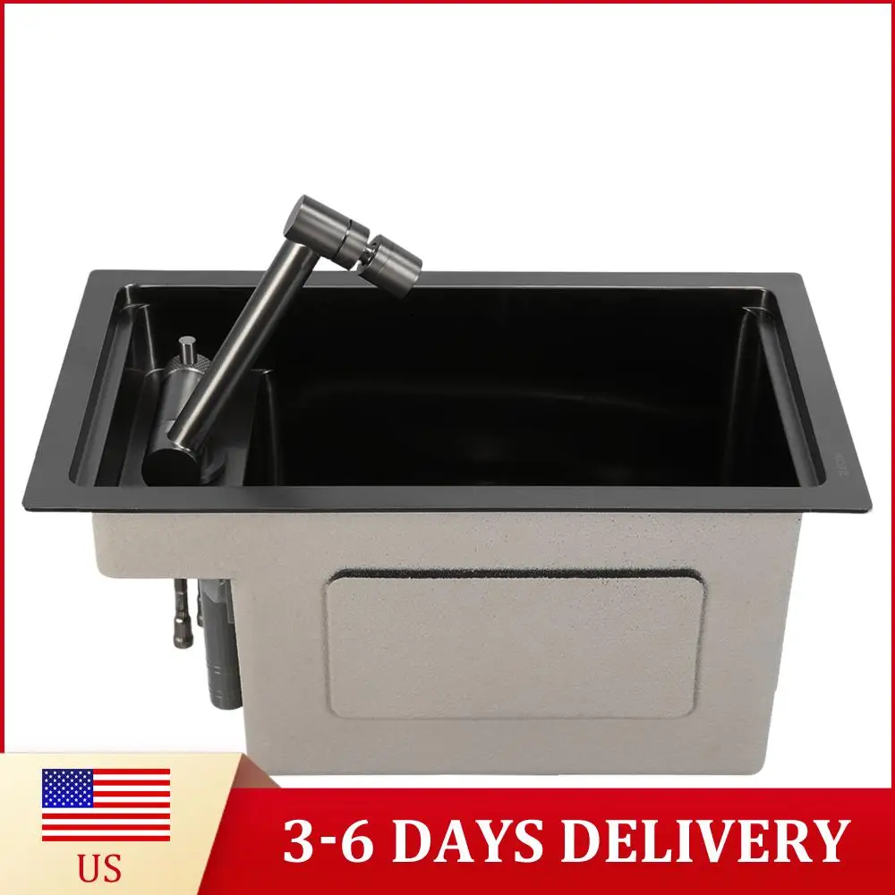 

Кухонная мойка 16.9 X 9.8 X 8.7 дюймов, маленькая, подстольная, с одной чашей, с краном, из нержавеющей стали 304, для небольших помещений