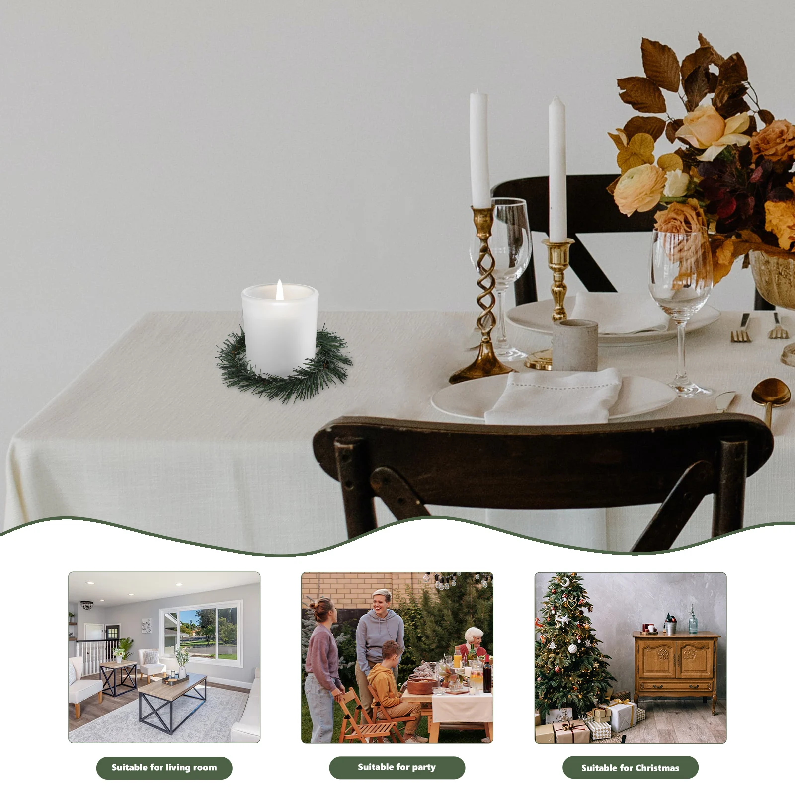 

Artificial Garland Holiday Centerpieces Table Decorations Pine Rings Wreath for