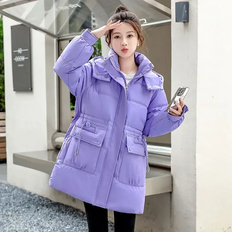 Solid Color Parkas Woman Zip-up Jackets Blouson Great Youthful Cheap Thick Korean Style Clothing Coats for Women Hot Elegant