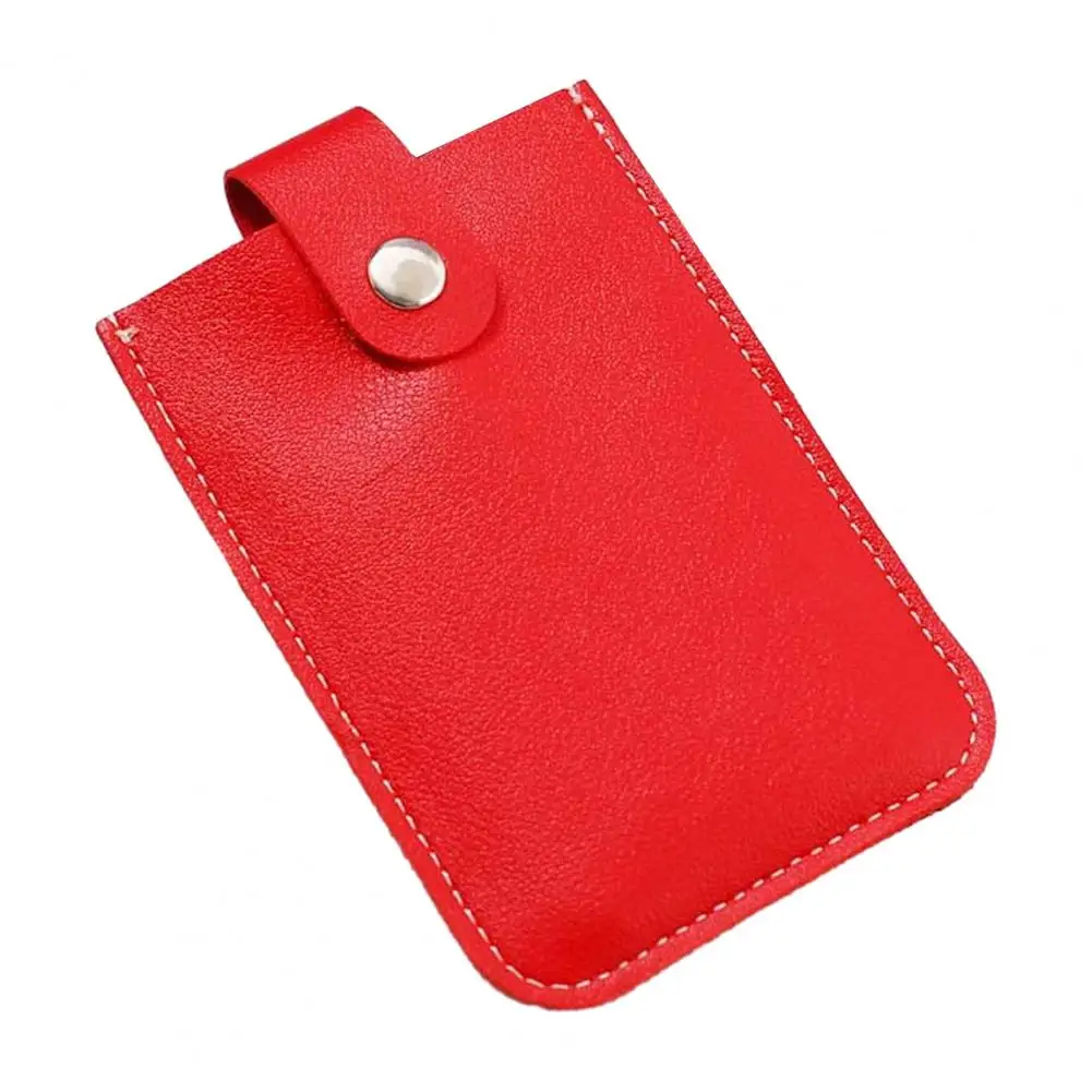 Card Holder Faux Leather Multi Pockets Drawing Type Button Closure ID Credit Organizer