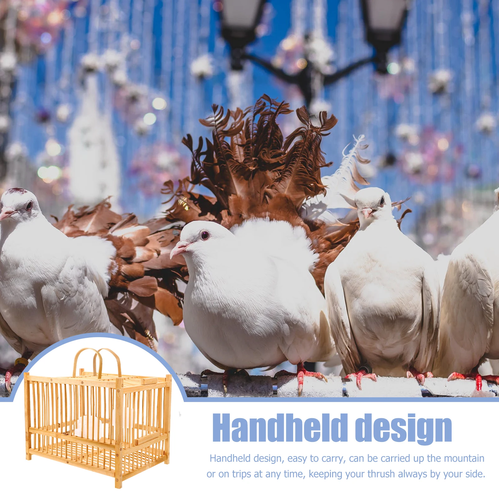 

Double Layer Encrypted Bird Cage Bamboo Parakeet Cockatiel Lovebird Carrier Portable Small Bird Cage Household Pigeon Feeding