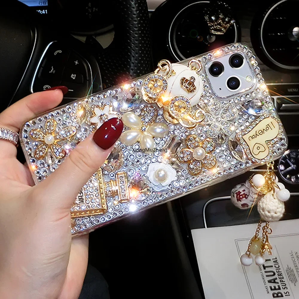 Per Pixel 9 Pro Luxury 3D Gold Purse Carriage Bling Crystal Custom Case per Google Pixel 7 Pro 7A 8 Pro 6 Pro 6A 5 5A 4A 4XL 3XL