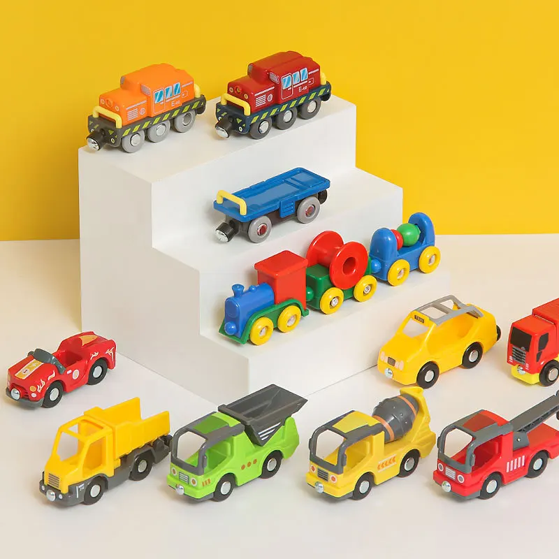 Magnetic Toy Car Engineering Vehicle Transport Car, Rail Car Compatible With Wooden Train Tracks Variety Of Styles Are Available