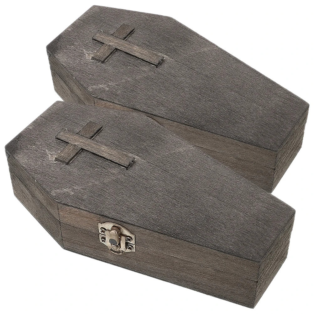 

2 шт. деревянный держатель для ювелирных изделий в форме гроба, коробка для Хэллоуина, маленькое кольцо в форме гроба, органайзер для хранения сережек, маленькая шкатулка для драгоценностей